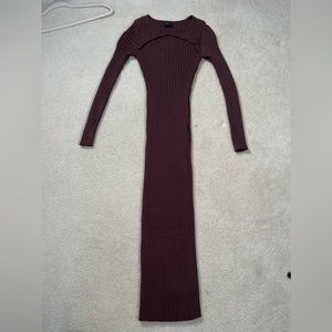 White fox ribbed midi bodycon sweater dress